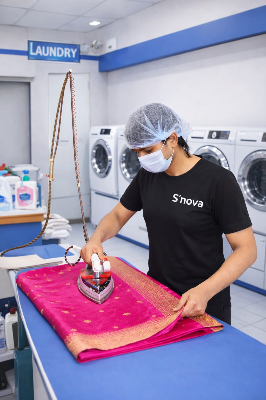 Steam ironing saree